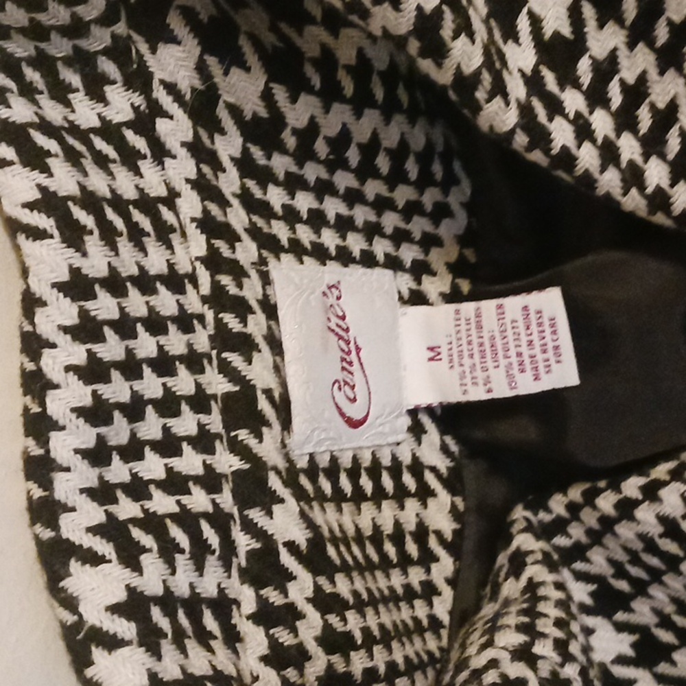 Candies Wool White Black Blazer Sz Med - image 7
